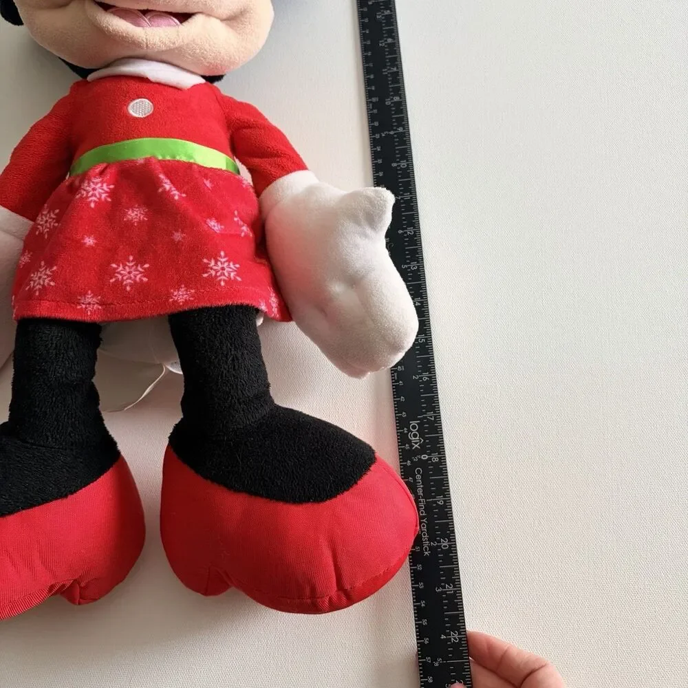 Disney Christmas 21” Minnie Mouse Red Snowflake Dress Red Bow Soft Plush LARGE